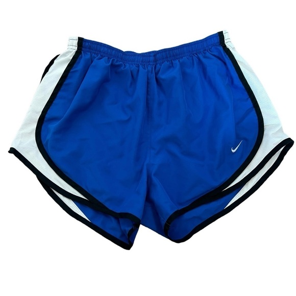 ♥️Nike Tempo Dry fit Blue White Running Shorts Athletic Lined Women Size Small - Picture 1 of 9